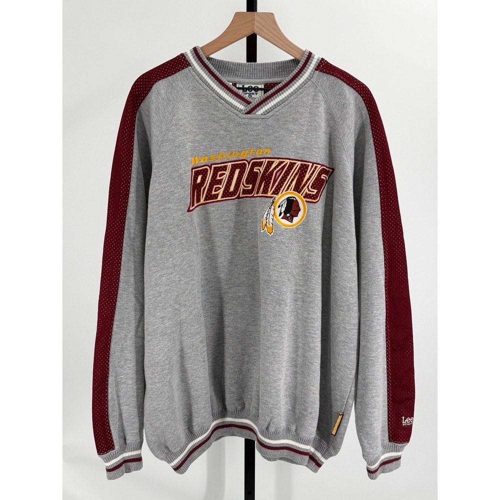 Lee Sport Washington Redskins Embroidered Crew Neck Sweatshirt Game Day Gray NFL
